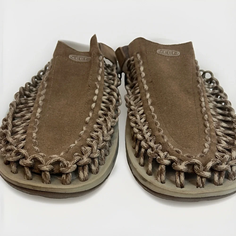 Keen Men's Uneek Slide On Sandal Size 13 Brown Suede Leather Net Shoes